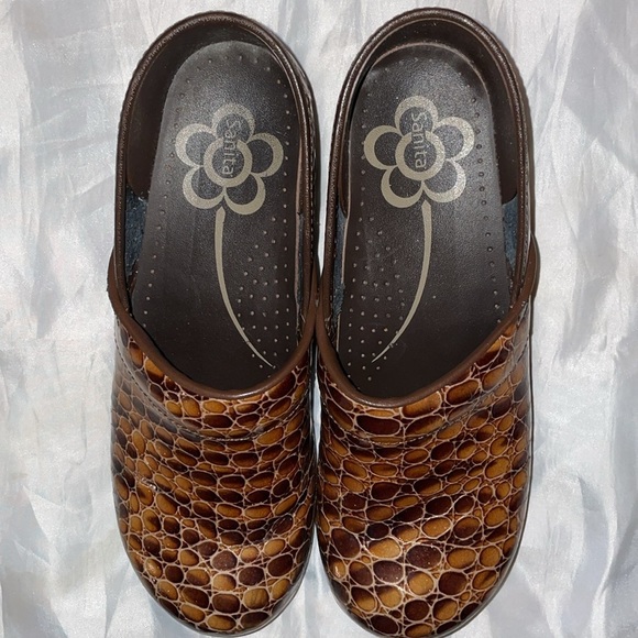 Sanita brown snakeskin print clogs​ - Picture 2 of 6